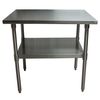 Bk Resources Work Table 16/304 Stainless Steel With Galvanized Undershelf 36"Wx24"D CTT-3624